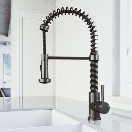 Vigo Edison Single Handle Pull-Down Sprayer Kitchen Faucet in Graphite Black VG02001GB