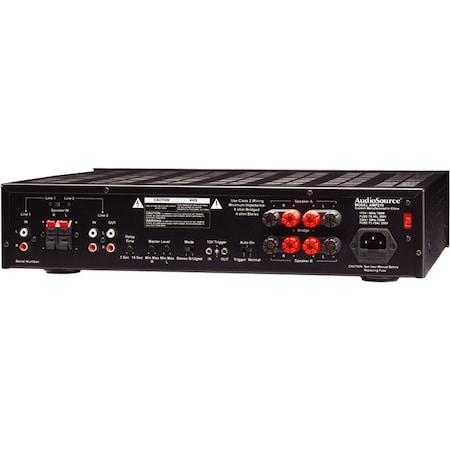 Audiosource Two-Channel Stereo Audio Power Amplifier  125 watts RMS per channel 4 ohms w/Rear Mount Treble AMP210VS