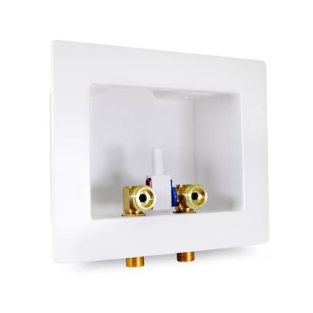 Everflow Washing Machine Outlet Box, Dual Drain, Assembled W/ 1/2'' MIP/ SWT Valves, White ABS SB200-T
