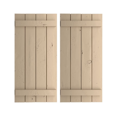 Ekena Millwork Rustic Four Board Joined Board-n-Batten Knotty Pine Faux Wood Shutters, 22W x 42H, PR SHUBJS22X42KPPR