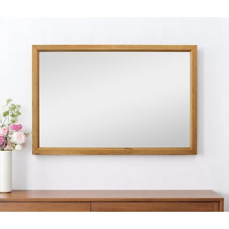 Homeroots 40" Natural Solid Wood Framed Mounted Accent Mirror 605306