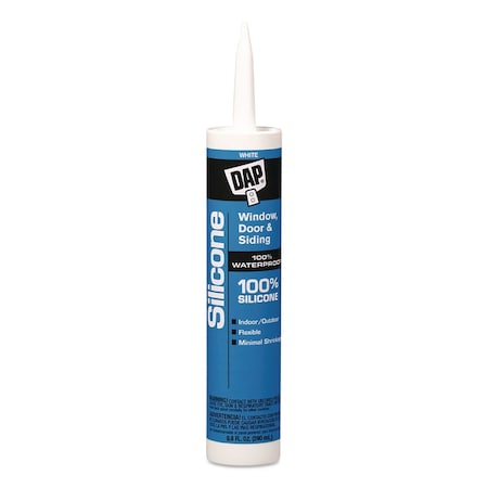 Dap Silicone Rubber Sealant, 9.8 oz Capsule/Cartridge, White, 12PK B2321385