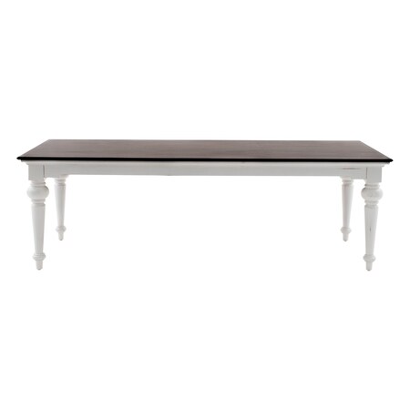 Homeroots 94" Dark Brown And White Solid Wood Dining Table 397669