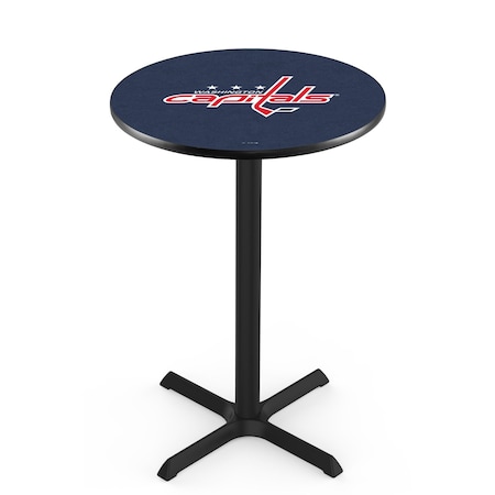 Holland Bar Stool Co 36" Blk Wrinkle Washington Capitals Pub Table, 36" dia. Top L211B3636WshCap