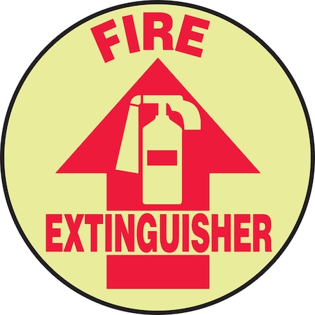 Accuform Floor Sign, Self-Adh, 17 Dia, Extinguisher MFS771