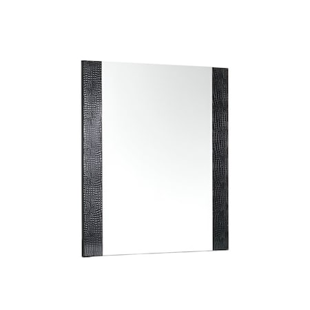 Homeroots 41" Black Faux Shagreen Partially Framed Accent Mirror 282548