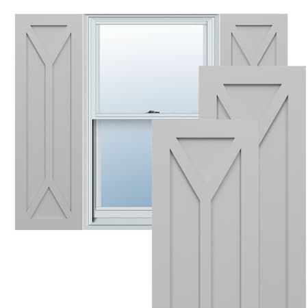 Ekena Millwork True Fit PVC San Carlos Mission Style Fixed Mount Shutters, Primed, 12"W x 60"H TFP001SC12X060PR