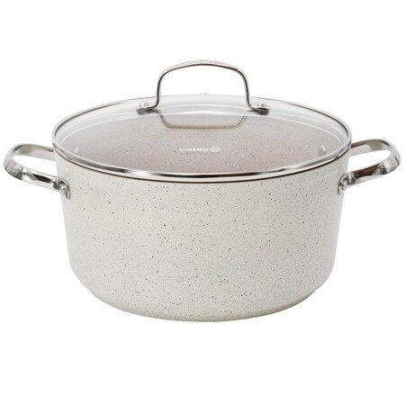 Korkmaz Granita 5 Liter Aluminum Nonstick Casserole with Lid in Tan A1261