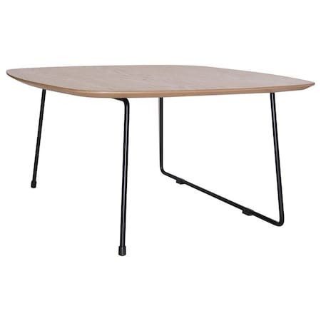 Leisuremod Pemborke Square Coffee Table with Wood Top and Powder Coated Iron Frame Accent Table, Natural Wood PTSBL-31NW