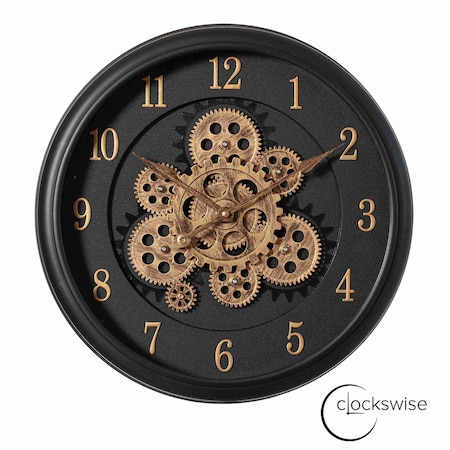 Clockswise 16ft Industrial Exposed Rotating Gear Wall Clock Steampunk Aesthetic with Vintage-Inspired Design QI004809