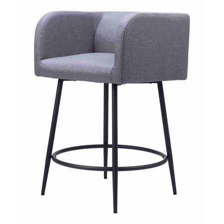 Homeroots Set of Two 27" Gray and Black Fabric and Steel Counter Height Bar Chairs, 2PK 571486