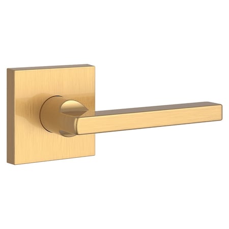 Baldwin Passage Square Lever and Contemporary Square Rose with 6AL Latch and Dual Strike Lifetime Satin PSSQUCSR044