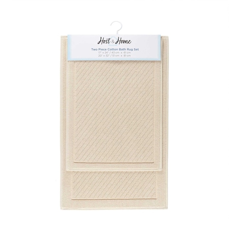 Arkwright Home Cotton 2pc Bath Mat Set 17x24/20x32 Almond Milk 2pc Set P-HH-BM-2PK-BG