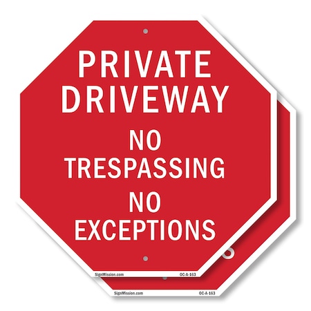 Signmission Private Driveway No Trespassing No, 10 inch X 10 inch, Aluminum Metal Signs, 2PK OC-A-2PACK-10-163