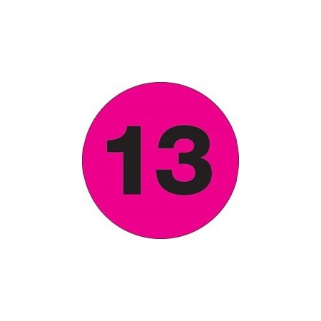Bubblefast 2'' Circle - ''13'' Fluorescent Pink Number Labels BFDL6783