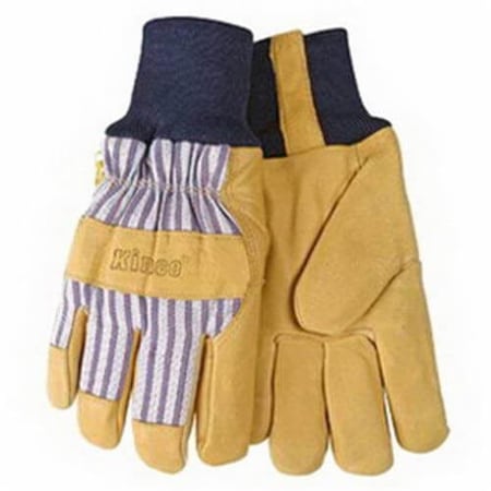 Kinco Premium Grade General Purpose Gloves, Wing Thumb Style, Large, Grain Pigskin Leather Palm, Palomino 1927KW-L