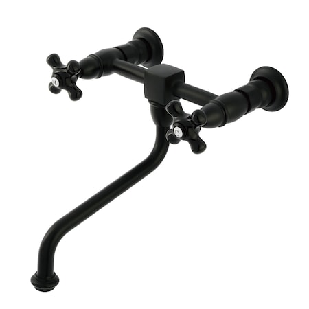 Kingston Brass Double-Handle Wall Mount Bathroom Faucet, Matte Black KS1210PKX