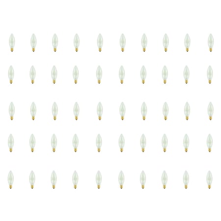 Bulbrite 40W Dimmable Clear B8 Candelabra E12 Incandescent Bulb, 50PK 861201