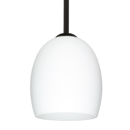 Besa Lighting Besa Lucia Stem Pendant, Opal Matte, Black Finish, 1x 9W LED 1TT-169707-LED-BK