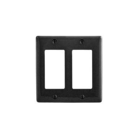 Hubbell 2-Gang Decorator/GFCI Wallplate, Standard Size, Black NP262BK