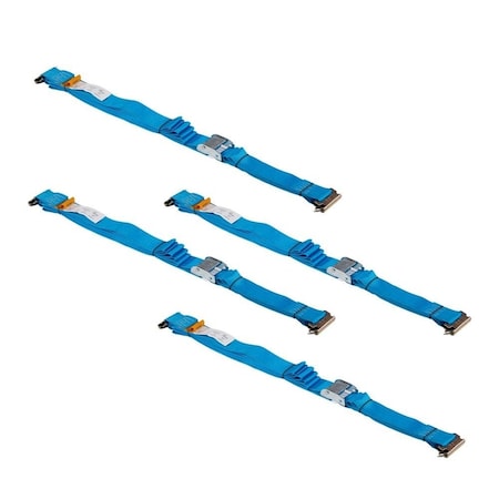Mytee Products 4PK 2inx20ft Logistic E-Track Cam Buckle Straps with Spring E-Fittings 2500 lbs BS, 4PK ETKRS20Cx4