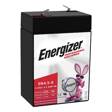 Energizer EN4.5-6, 6 Volt 4.5 Amp Hr, Long Lasting Sealed Lead Acid AGM Rechargeable Battery EN4098452