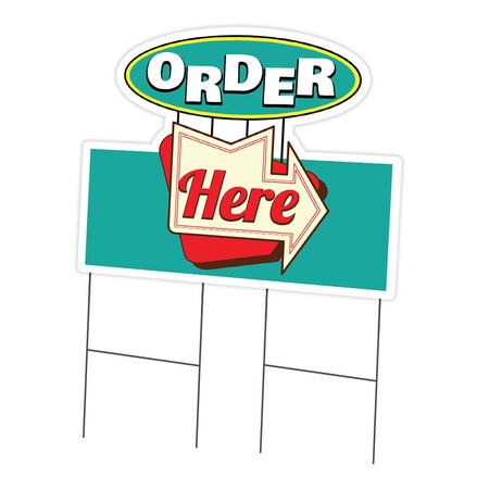 Signmission Order Here Die Cut Yard Sign & Stake outdoor plastic coroplast window, C-DC-2436-Order Here19 C-DC-2436-Order Here19