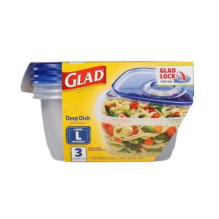 Glad Large Deep Dish, 64 oz, Plastic, Clear BBG10316