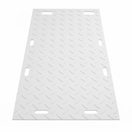 Irontread Mats Ground Protection Mat, Heavy Duty, Diamond Tread Pattern, HDPE, 1/2in Thick, 4ft x 8ft, White, 10PK ITGPM-100-WH-10