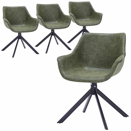 Leisuremod Markley Swivel Leather Dining Arm Chair with Iron Legs, 4PK ESCBL-26-G4