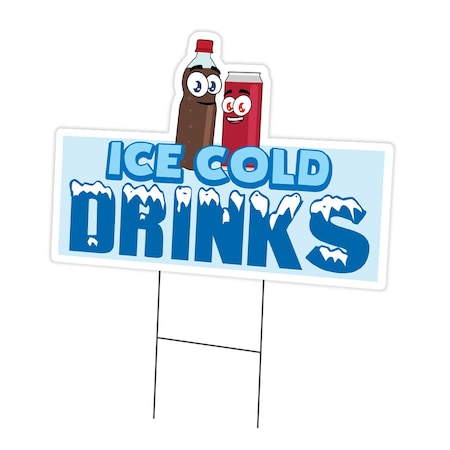 Signmission Ice Cold Drinks 3 Yard Sign & Stake outdoor plastic coroplast window, C-DC-1216-Ice Cold Drinks 3 C-DC-1216-Ice Cold Drinks 3