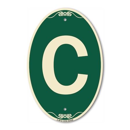 Signmission Letter C, 12 Inch X 18 Inch Architectural Oval, Heavy Gauge Aluminum A-OV-G-1218-22960