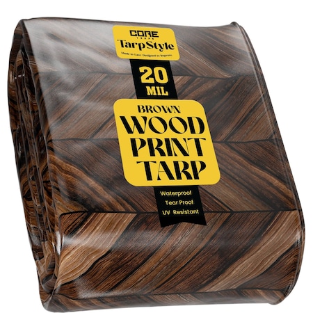 Core Tarps Extreme Heavy Duty 20 Mil Tarp Cover, Waterproof, UV Resistant Brown Wood/Black 30ft X 60ft CT-710-30X60