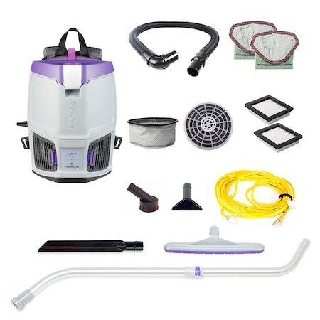 Proteam GoFit 3, 3 qt. Backpack Vacuum w/ Xover Multi-Surface Telescoping Wand Tool Kit 107713