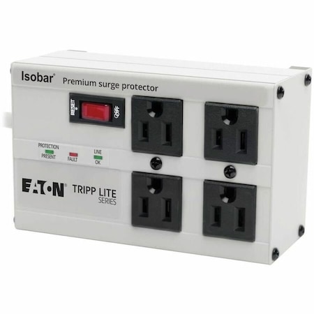 Eaton ISOBAR 4-OUTLET SURGE PROTECTOR, 6 FT. CORD WITH RIGHT-ANGLE PLUG, 3330 JOULES, METAL HOUSING - NETW IBAR4