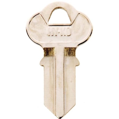 Hy-Ko Key Blank, Brass, Nickel, For: Chicago Cabinet, House Locks and Padlocks 11010CG1