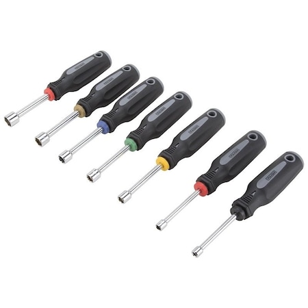 Vulcan Nut Driver Set, 7-Piece, Carbon Steel, Chrome, Black & Gray Handle SD-SET-3