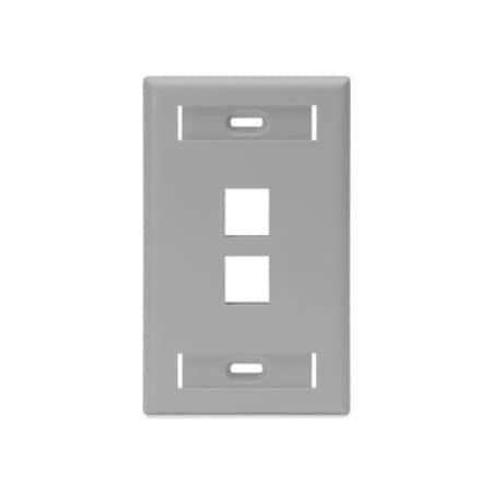 Leviton 2-Port Flush Mount Unloaded, W/Designation Window Quickport 42080-2GS