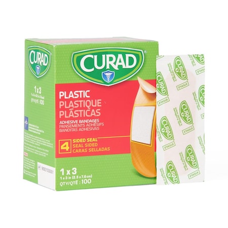 Medline CURAD Plastic Adhesive Bandage, 1in x 3in, 100 Bandages/Box, 1200PK NON25600