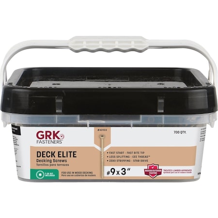 Grk Fasteners GRK Deck Elite No, 9 x 3'' Star Drive Bugle-Head Deck Screw, 700 Ct. 40903