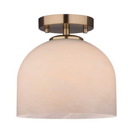 Vaxcel Shelby Semi-Flush Mount Ceiling Light, Champagne Gold, White Marble Glass Dome, 9.25-In. C0369