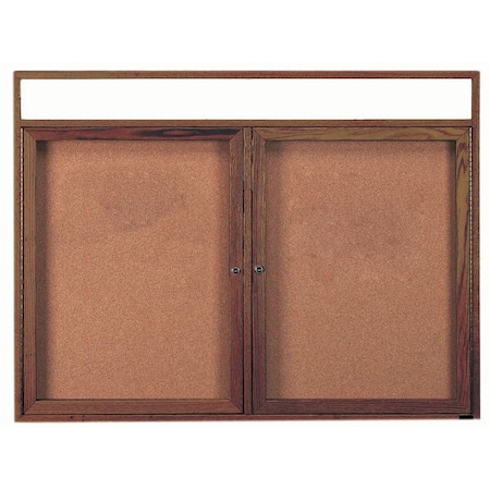 Aarco Enclosed Bulletin Board Red Oak Frame Walnut Stained, 36''Hx48''W WBC3648RH