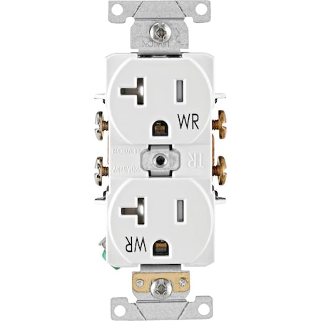 Leviton 20A White Tamper & Weather Resistant Commercial Grade 5-20R Duplex Outlet R77-TWR20-00W