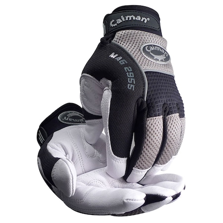 Caiman Multi-Activity Glove with White Goat Grain Leather Padded Palm and Gray AirMesh Back 25395
