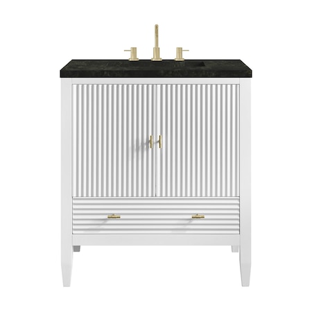 James Martin Vanities Myrrin 30" Single Vanity, Bright White w/ 3 CM Phantome Eclos Top 485-V30-BW-3PHT