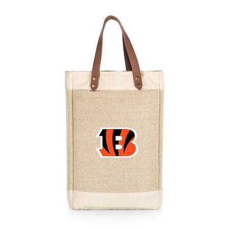 Picnic Time Family Of Brands NFL Cincinnati Bengals - Pinot Jute 2 Bottle Insulated Wine Bag 539-02-187-074-2