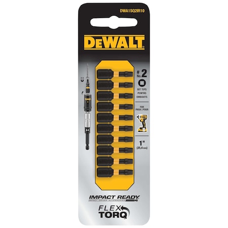 Dewalt 1" Square No. 2 IMPACT READY(R) 10pk DWA1SQ2IR10
