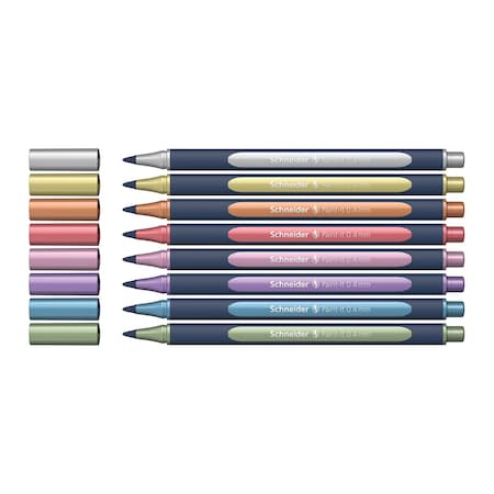 Schneider Pen Paint-It 050, Metallic RollerballS, 0.4 mm, Wallet, 8 Assorted Ink Colors ML05011502