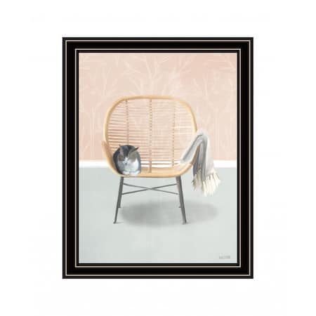 Homeroots Happy Cat 1 Black Framed Print Wall Art 416153