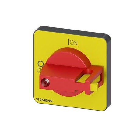 Siemens selector switch, red / yellow 48x48 mm Front plate mounting Central hole 3LD9343-7C
